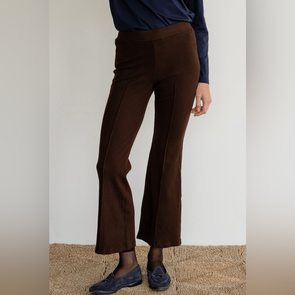 DONNI the rib kick flare pants, Brown, size medium